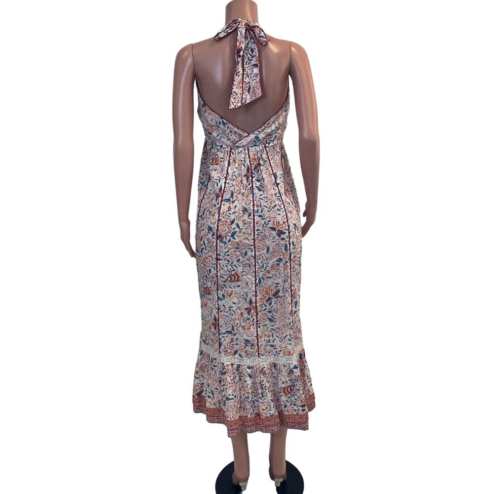 Poupette St Barth Carine Maxi Dress S Floral Halter Tiered Pockets Cottagecore - Picture 6 of 16